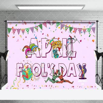 Aperturee Light Purple Colorful Flags April Fools Day Backdrop, 3X2FT(1MX0.6M), 14 USD, commemorative backdrops, ZHF421A-M