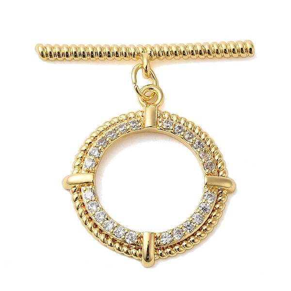 Brass Micro Pave Clear Cubic Zirconia Toggle Clasps
