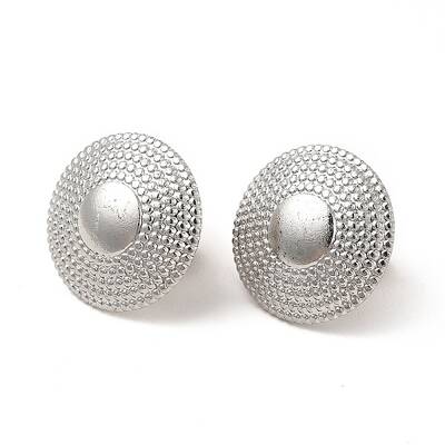 Non-Tarnish 304 Stainless Steel Flat Round Stud Earrings for Women