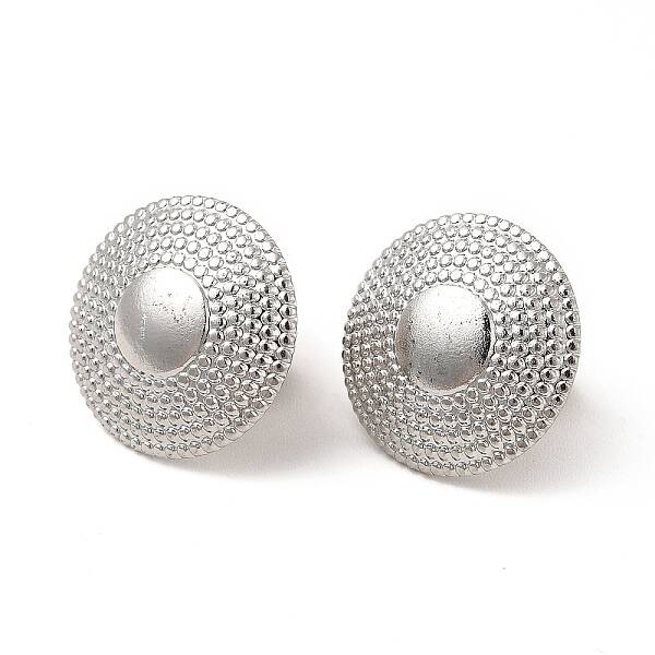 Non-Tarnish 304 Stainless Steel Flat Round Stud Earrings for Women