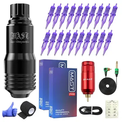 Mast Tour S Wireless Tattoo Machine With Pro Cartridges Needles Kit 368DC