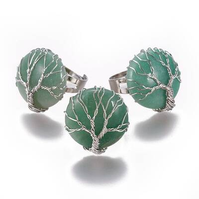 Adjustable Natural Green Aventurine Finger Rings