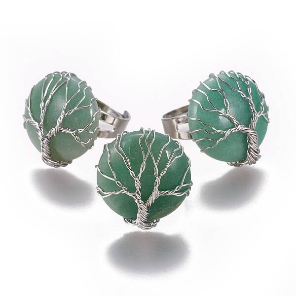 Adjustable Natural Green Aventurine Finger Rings