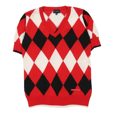 Burberry Golf V-neck T-Shirt - Medium Red Cotton | Size: medium