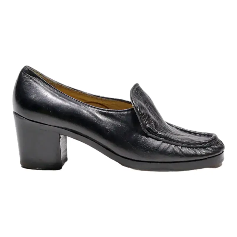 CARNABY STREET Heeled Loafer Shoes Black Leather Womens UK 2.5