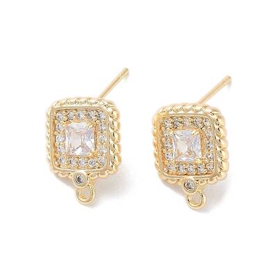 Brass Micro Pave Cubic Zirconia Stud Earring Findings