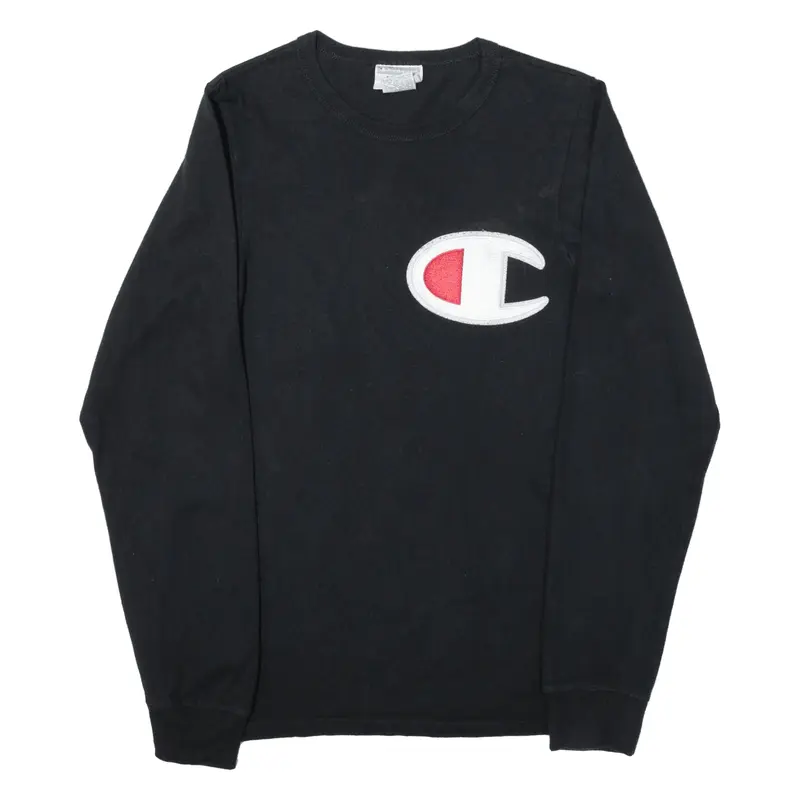 CHAMPION T-Shirt Black Long Sleeve Mens XS