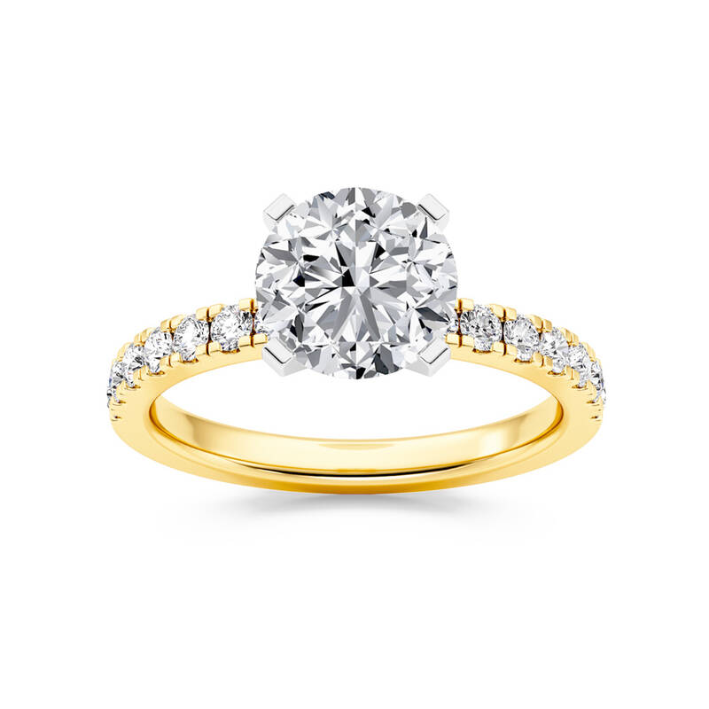 Troy Two Tone Round Lab Grown Diamond Engagement Ring | 18K Yellow Gold 1 3/8 CT. TW.