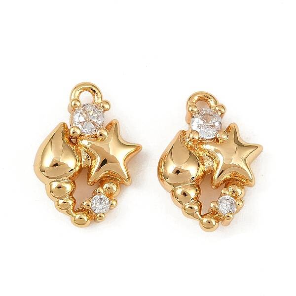 Ocean Theme Brass Micro Pave Cubic Zirconia Charms