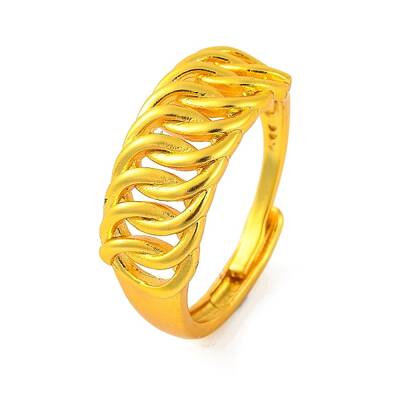 Brass Curb Chain Adjustable Rings for Women