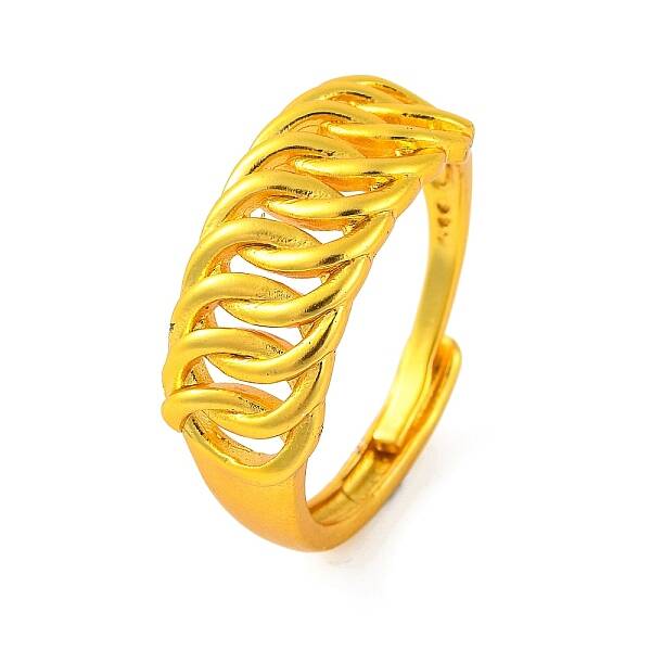 Brass Curb Chain Adjustable Rings for Women