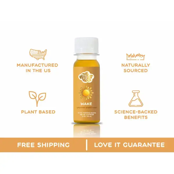 WAKE - Wellness Vitamins Supplement Health Shots with Uplifting Terpene Blend for Focus & Jitter-Free 100mg Caffeine Suppleme...