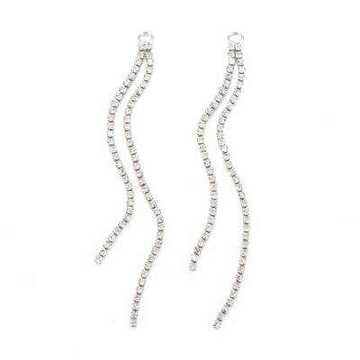 Brass Micro Pave Clear Cubic Zirconia Tassel Pendants