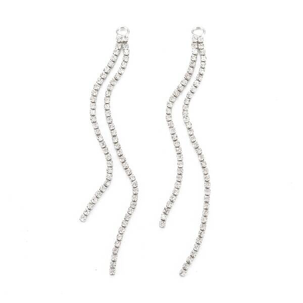 Brass Micro Pave Clear Cubic Zirconia Tassel Pendants