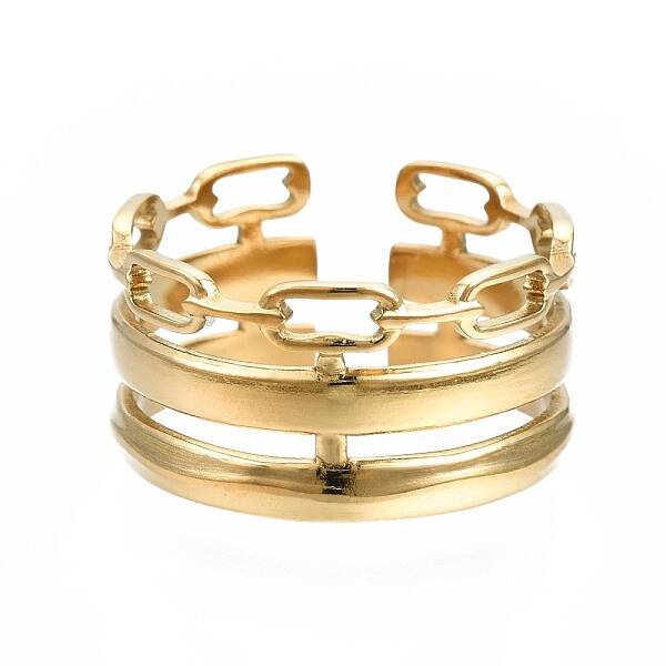 304 Stainless Steel Cable Chain Open Cuff Ring