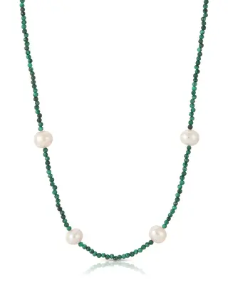 Tavi Necklace | Gemstone: Malachite | Metal Color: Silver