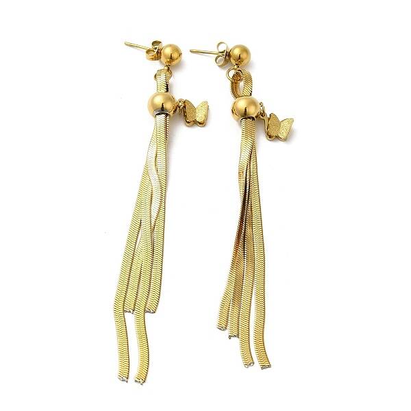 Stainless Steel Butterfly Dangle Stud Earrings