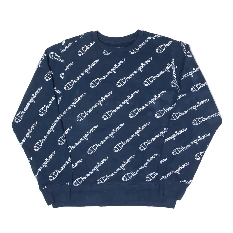 CHAMPION Logo Print Sweatshirt Blue Boys XL