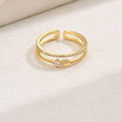 Brass Micro Pave Clear Cubic Zirconia Open Cuff Rinds for Women
