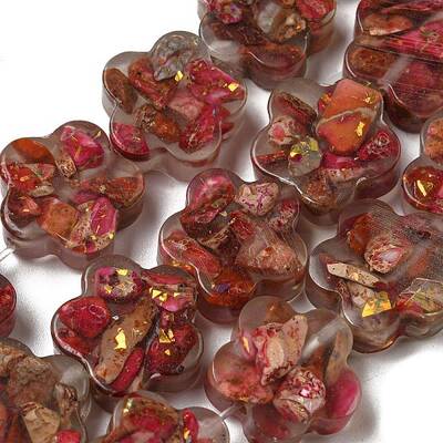 Dyed Natural Imperial Jasper with Resin Beads Strands