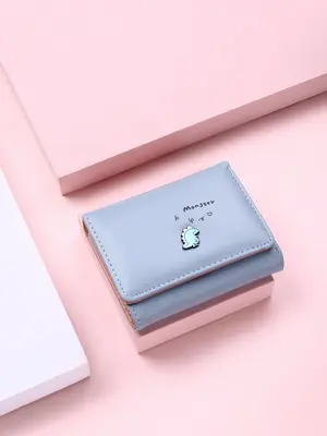 Cute Little Dinosaur Cartoon Short Wallet for Women, Plain Simple Ladies Trifold Small Women Purses, Everyday Purse, Cute Acc...