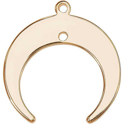 BENECREAT 30PCS 18K Gold Plated Crescent Moon Pendant 3D Brass Double Horn Charm with 2 Holes for DIY Jewelry Making Findings