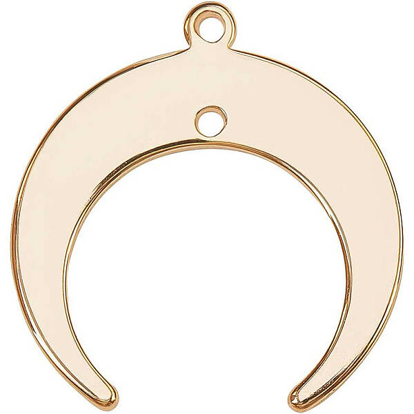 BENECREAT 30PCS 18K Gold Plated Crescent Moon Pendant 3D Brass Double Horn Charm with 2 Holes for DIY Jewelry Making Findings