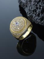 Hip Hop Luxury Rhinestone Decorated Brass Ring, Summer Fashion Matching Accessories for Party, Daily Clothing Decor for Men