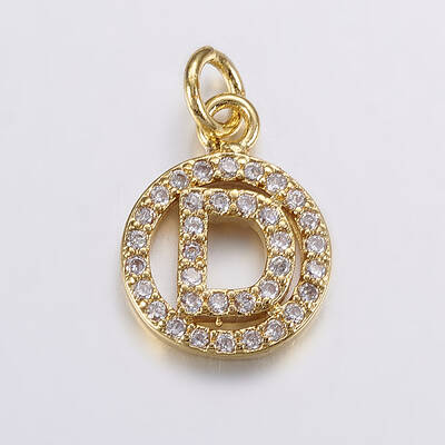 Long-Lasting Plated & Rack Plating Brass Micro Pave Cubic Zirconia Letter Charms