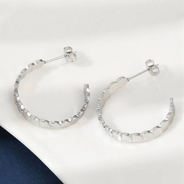 304 Stainless Steel C-Shaped Stud Earrings