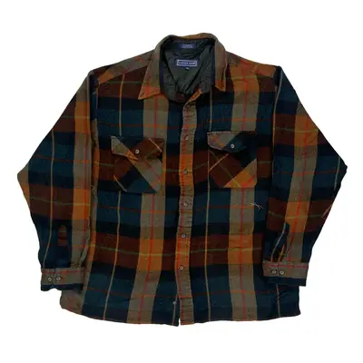Savile Row Checked Flannel Shirt - XL Multicoloured Acrylic