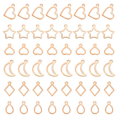 120Pcs 6 Style 304 Stainless Steel Charms