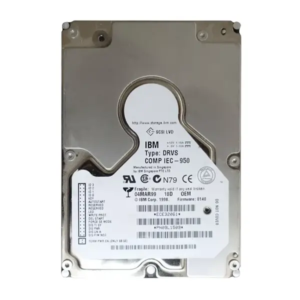 09L1509 IBM 18.2GB Ultra SCSI 10000 3.5-inch 8MB Hard Drive
