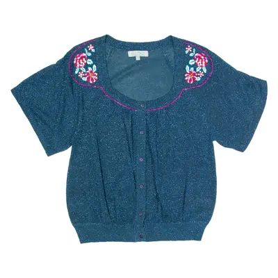 MONSOON Womens Blouse Top Blue V-Neck S