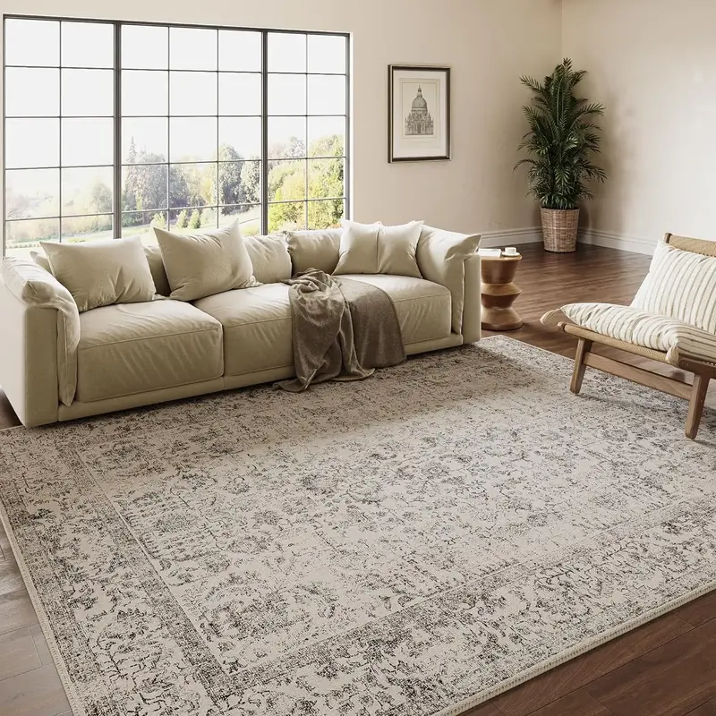 【Deals For You Days】 PureCozy  Pet Friendly Rug 9*12 Neutral Home Decor Indoor Vintage Living Room Area Rug Kitchen Washa...