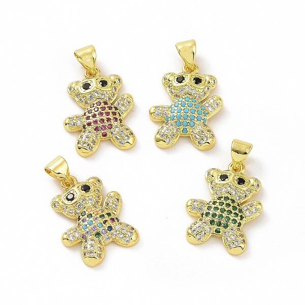 Brass Micro Pave Clear Cubic Zirconia Pendants