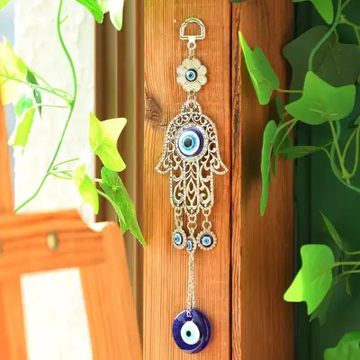 Abstract Evil Eye Design Hanging Decor for Room Decor, 1 Count Hamsa Hand Wall Art, Summer Decor, Hanging Ornament, Home Deco...