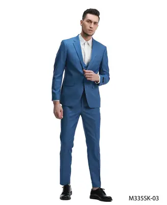 Tazio Men's 3 Piece Skinny Fit Suit  Textured Solid Fabric