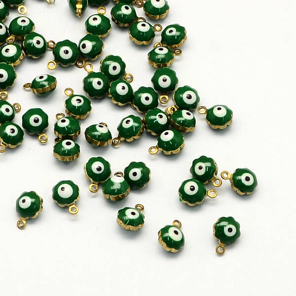 Golden Tone Brass Enamel Charms