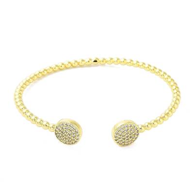Brass Micro Pave Cubic Zirconia Cuff Bangles
