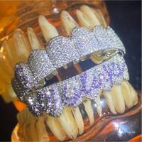 2PCS/SET Hip-hop Fashion and Individuality, Grillz Spliced Letter Dollar Design, Grillz Copper-inlaid Zircon Sparkling Gift, ...