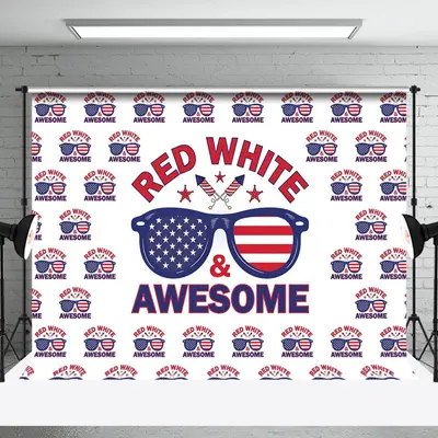 Red White Awesome Sunglass Independence Day Backdrop - Aperturee