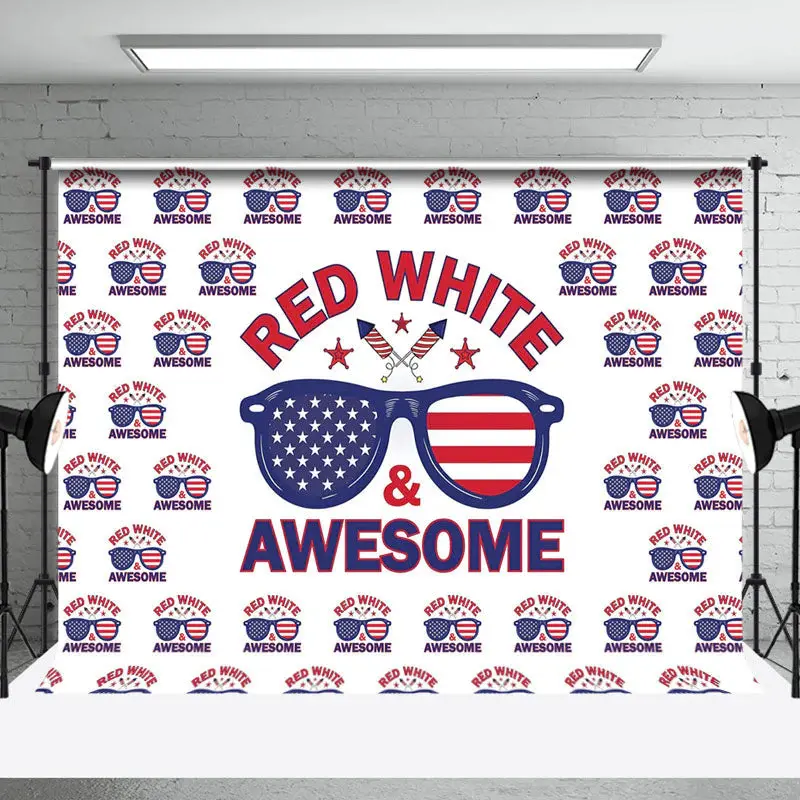 Red White Awesome Sunglass Independence Day Backdrop - Aperturee