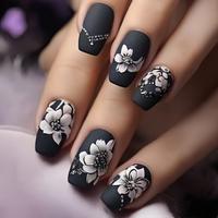 Flower Pattern Fake Nails with Nail File & Tape, 24pcs Removable False Nails for Women Girls Nail Art, Effortless Press on Na...