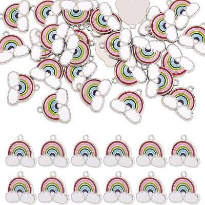 30 Pcs Rainbow Enamel Charms