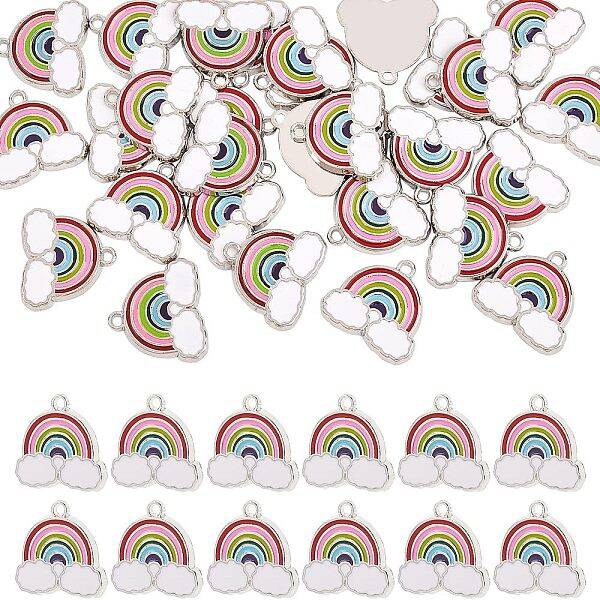 30 Pcs Rainbow Enamel Charms