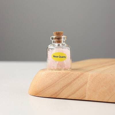 Mini Natural Rose Quartz Chips Bottles Sets