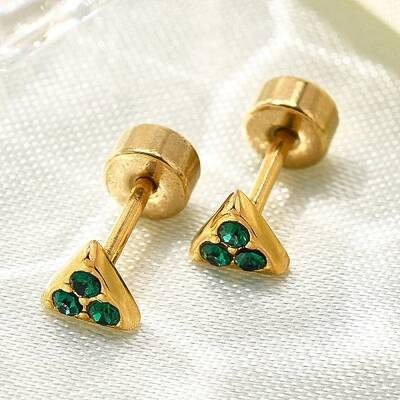 Ion Plating(IP) 304 Stainless Steel Triangle Stud Earrings