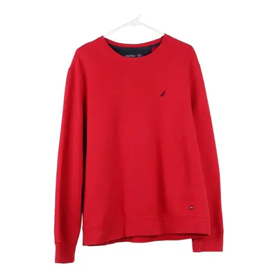 Nautica Sweatshirt - Large Red Cotton Blend