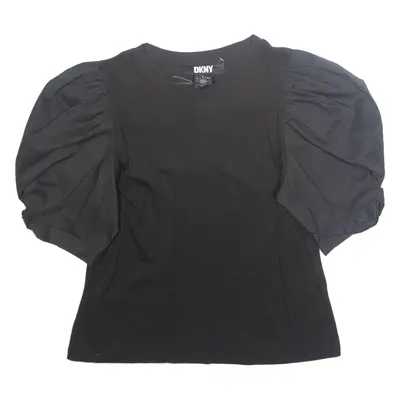 DKNY Womens Top Black Puff Sleeve S